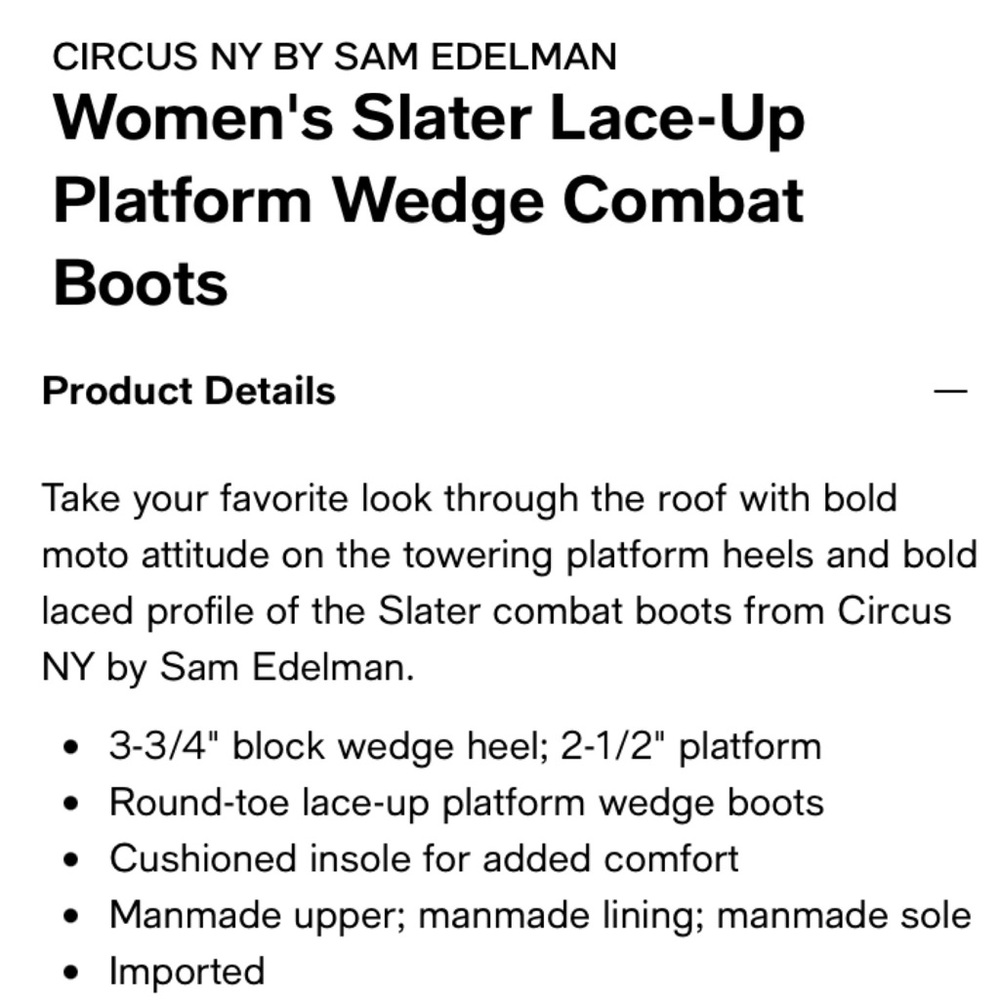 CIRCUS by Sam Edelman SLATER Black Faux Leather Lace-up Platform Combat Boots 8 - Picture 16 of 16